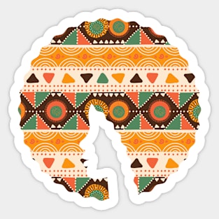 Afro Hair Woman with African Pattern, Black History Sticker